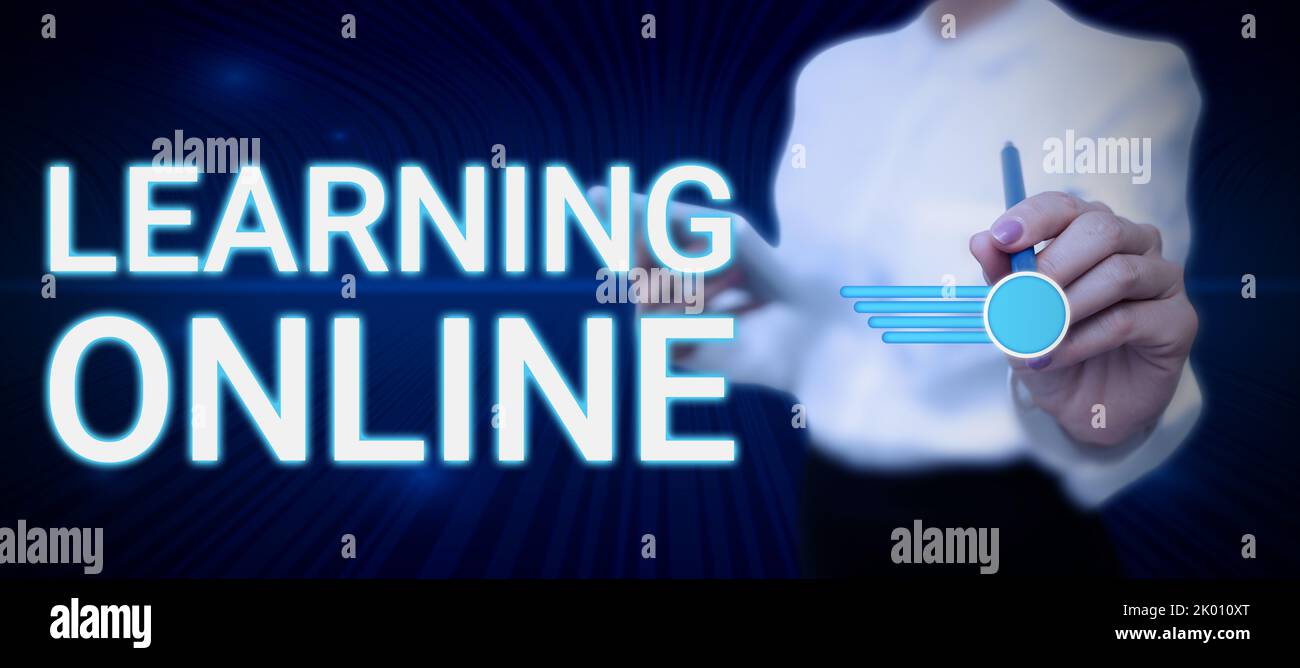 Écriture affichage de texte apprentissage OnlineLearn quelque chose de nouveau avec l'aide d'Internet et de la technologie. Concept signifiant apprendre quelque chose de nouveau avec l'aide Banque D'Images