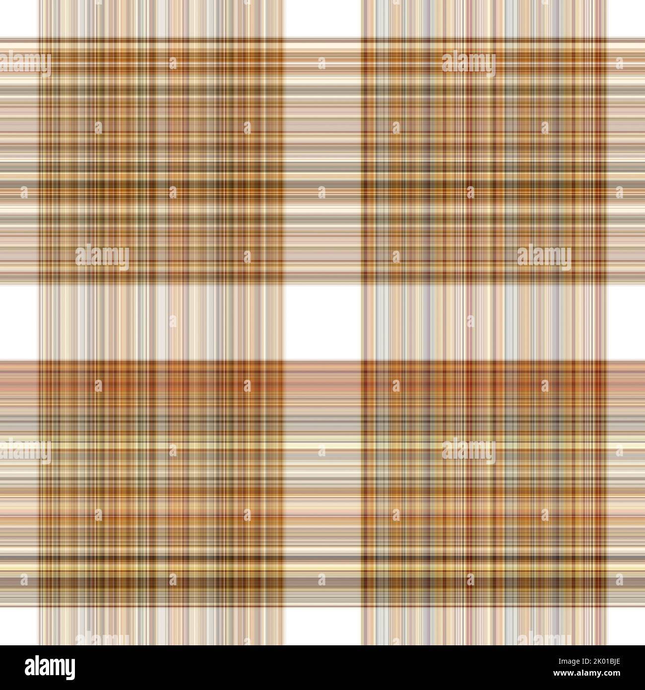 Tissu écossais blanc forêt à motif sans couture. Motif écossais de forêt automnale ton sur ton avec texture organique. Arrière-plan de bande orange pour papier peint rugueux. Banque D'Images