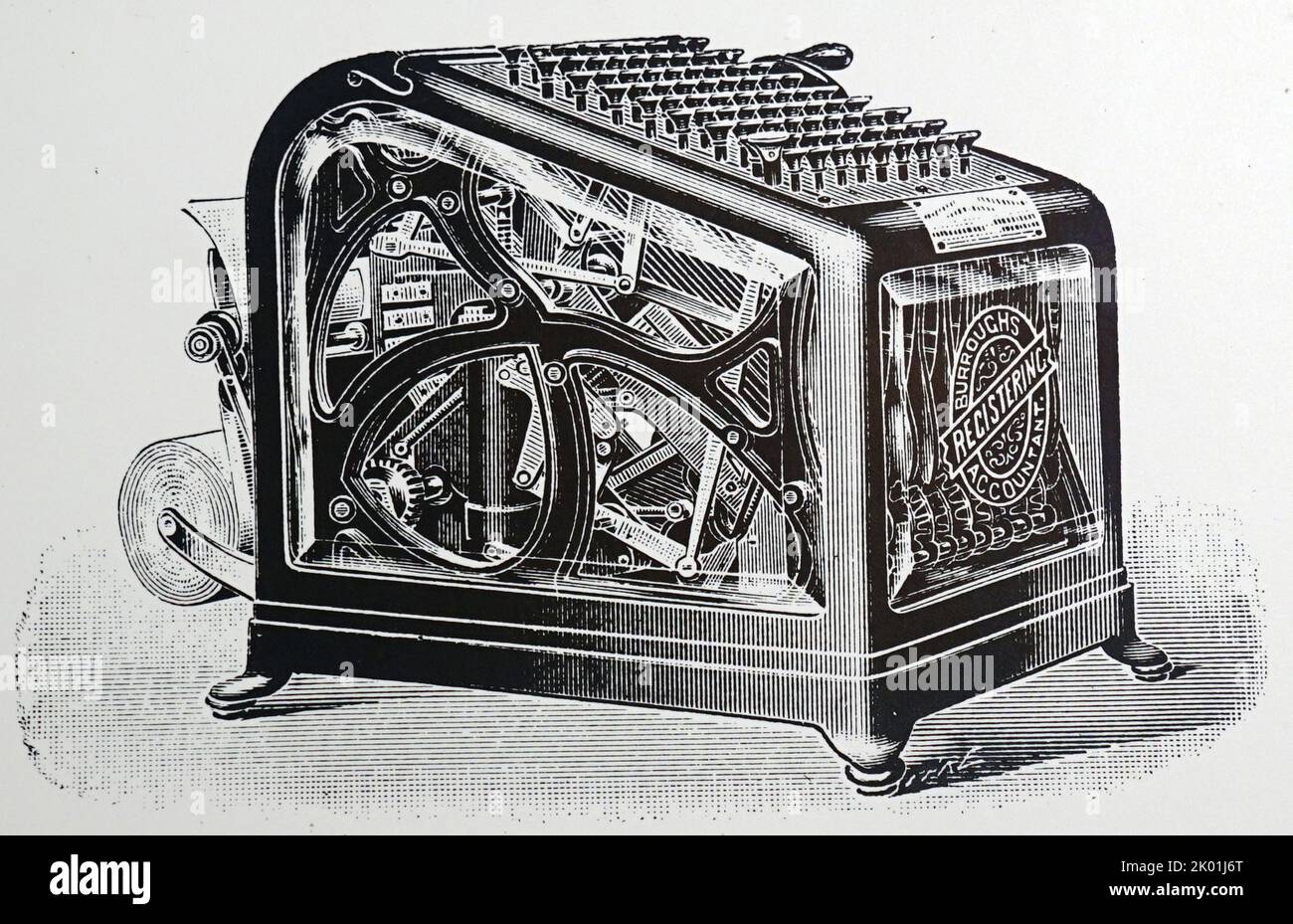 La machine à additionner Burrough a imprimé sur un rouleau. De la nature, Paris, 1904. Banque D'Images