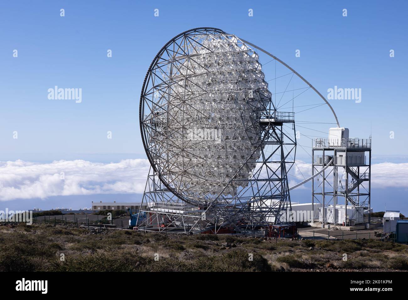 Télescope de rétroviseur latéral inversé au sommet de la Palma, îles Canaries Espagne Banque D'Images