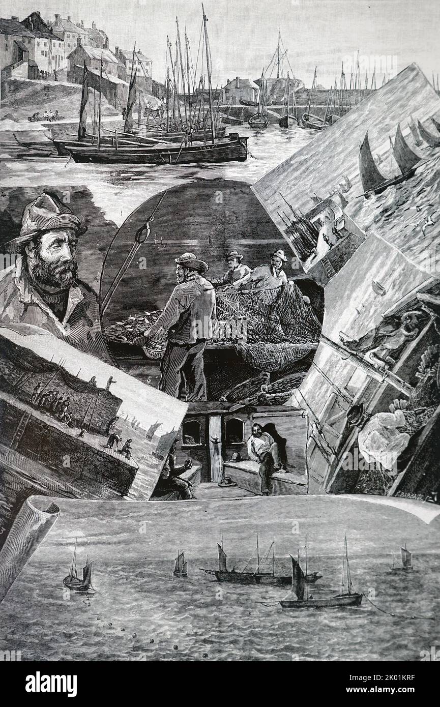 Pêche de pilchard avec filets dérivants dans les Cornouailles. Banque D'Images