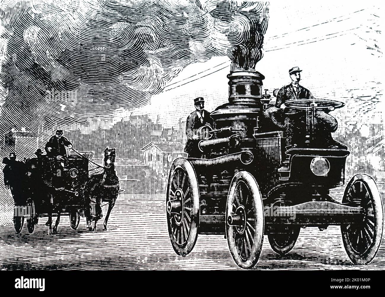 Moteur à vapeur automoteur construit par la Manchester Locomotive Works. Banque D'Images