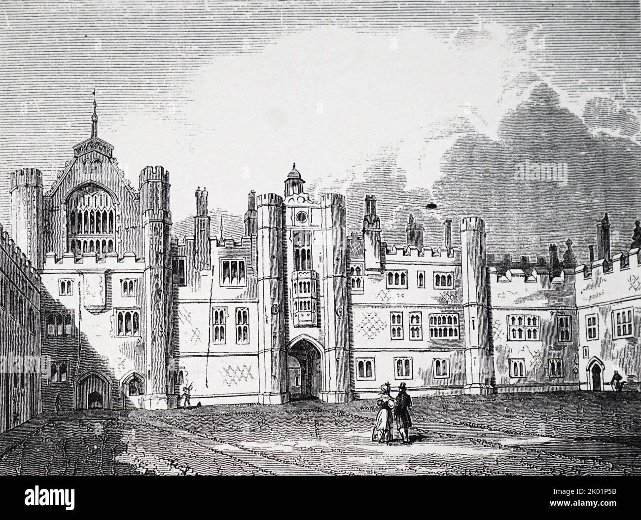 Palais de Hampton court, construit par le cardinal Wolsey et remis à lui par Henry VIII qui y a ajouté. Banque D'Images
