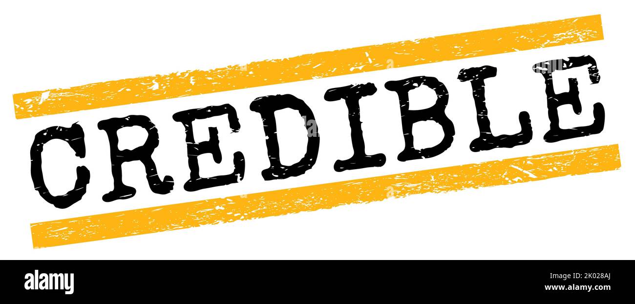 Texte CRÉDIBLE écrit sur les lignes de grungy jaune-noir cachet signe. Banque D'Images