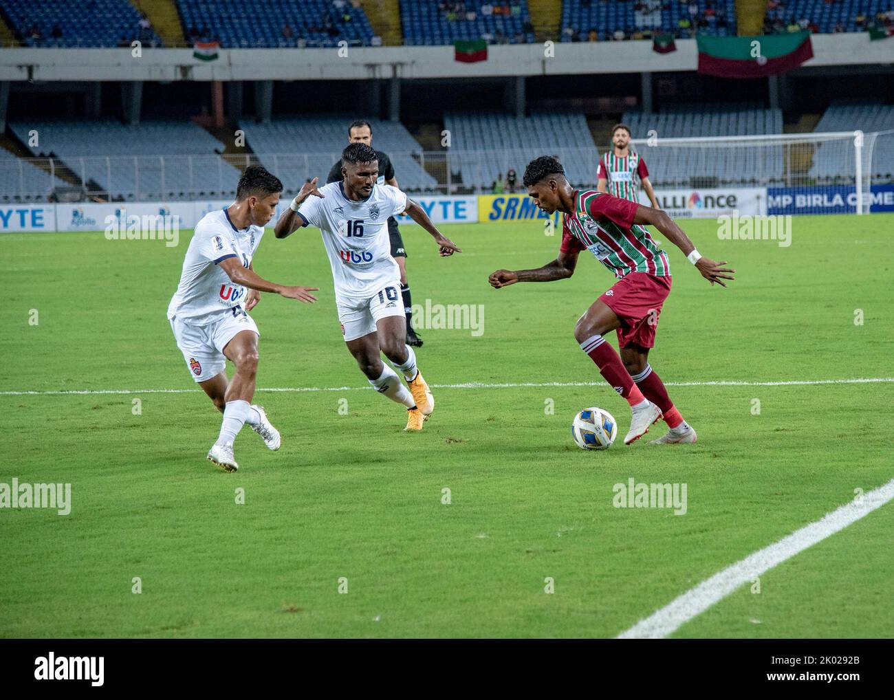 Kolkata, bengale occidental, Inde: 7 septembre 2022, ATKMB (Club de football de Mohunbagan) de Kolkata, Inde perd à KL City FC (Club de football de Kuala Lumpur) de Kuala lumper, Malaisie par 1-3 marge sur la coupe AFC-2022 Inter-Zonal semi-final à VYBK, SALT LAKE STADIUM, Kolkata, Inde le 7th septembre 2022. Paulo Josue (60'), Fakrul Aiman Sidid (92') et Romel Morales (95') ont marqué les buts des visiteurs, tandis que Fardin Ali Molla (90') a marqué le but solitaire du club de la Super League indienne. (Credit image: © Amlan Biswas/Pacific Press via ZUMA Press Wire) Banque D'Images