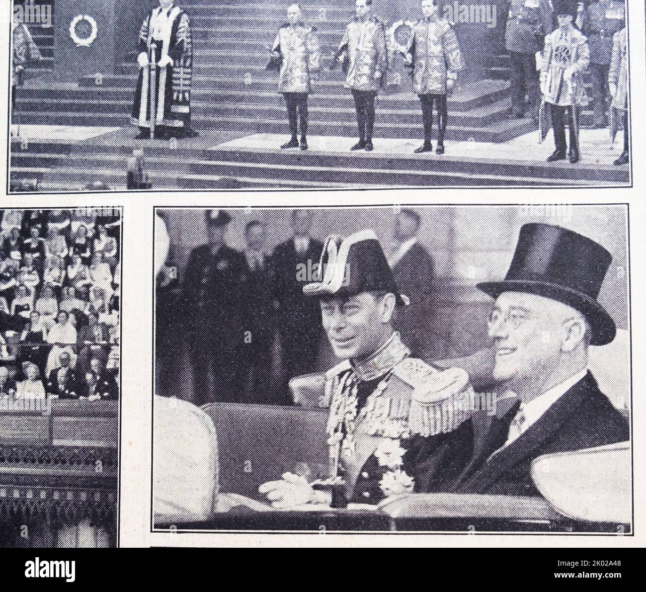 Le roi George VI et le président Roosevelt portant un chapeau de haut ...
