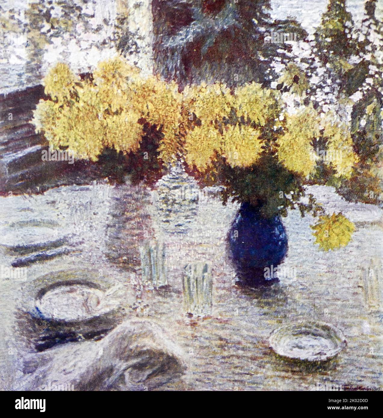 Fleurs de chrysanthème. 1905. Huile. Exemple d'école impressionniste de peinture. Par Igor Grabar (1871 - 1960) peintre post-impressionniste russe Banque D'Images