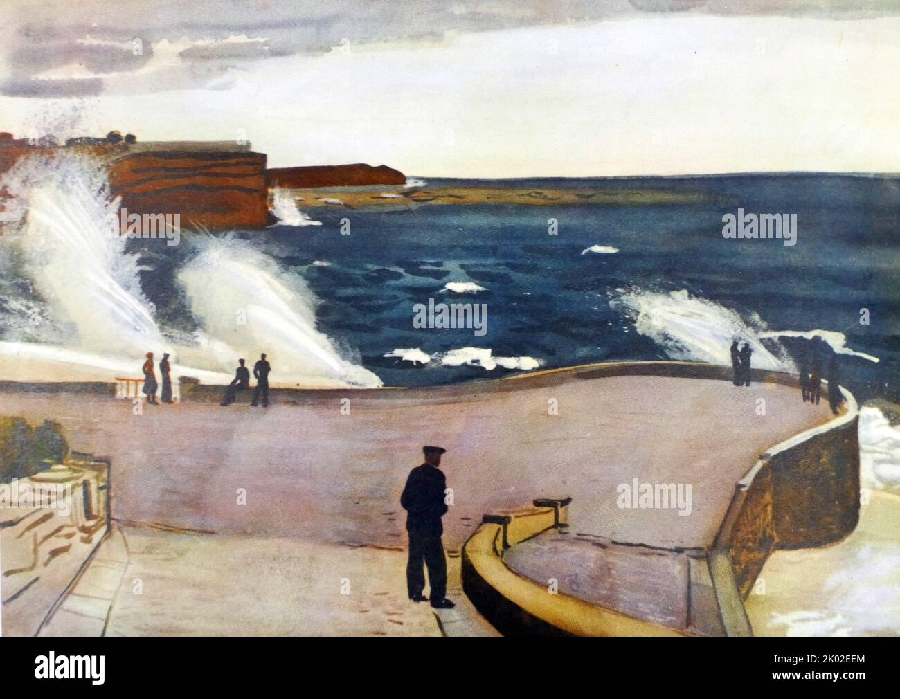 Sébastopol. À la jetée. 1932. Par Aleksandr Aleksandrovitch Deyneka (1899 - 1969) peintre russe soviétique Banque D'Images