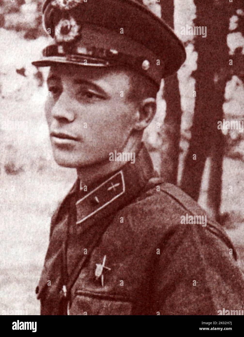 Viktor Vasilievich Talalikhin (1918 - 27 octobre 1941) était lieutenant et aviateur soviétique pendant la guerre d'hiver et la Seconde Guerre mondiale et héros de l'Union soviétique, parmi les premiers à effectuer des ramements aériens la nuit. Banque D'Images