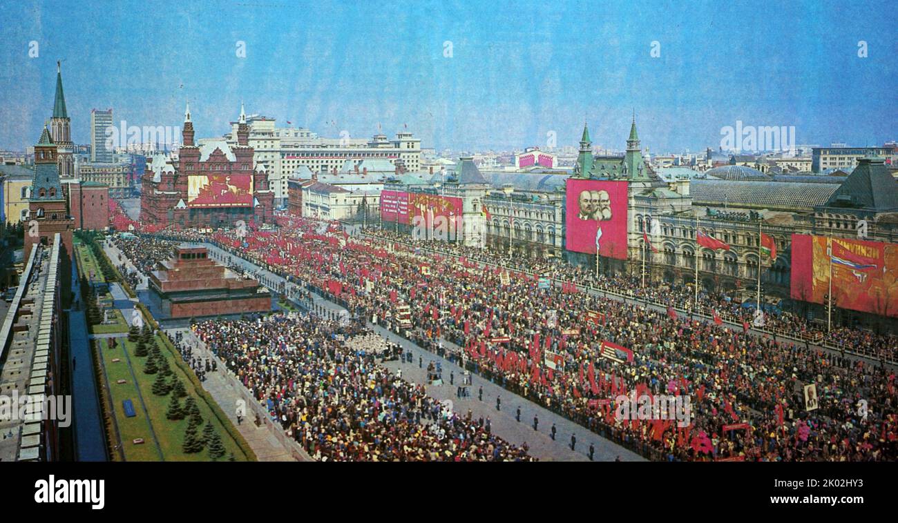 Démonstration du 1st mai, Red Square, 1983. Banque D'Images