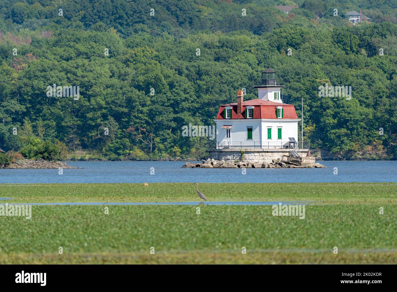 09/08/2022 - ville d'Esopus, NY, photo du phare historique d'Esopus Meadows situé sur la rivière Hudson. Photo de Lighthouse Park. Banque D'Images