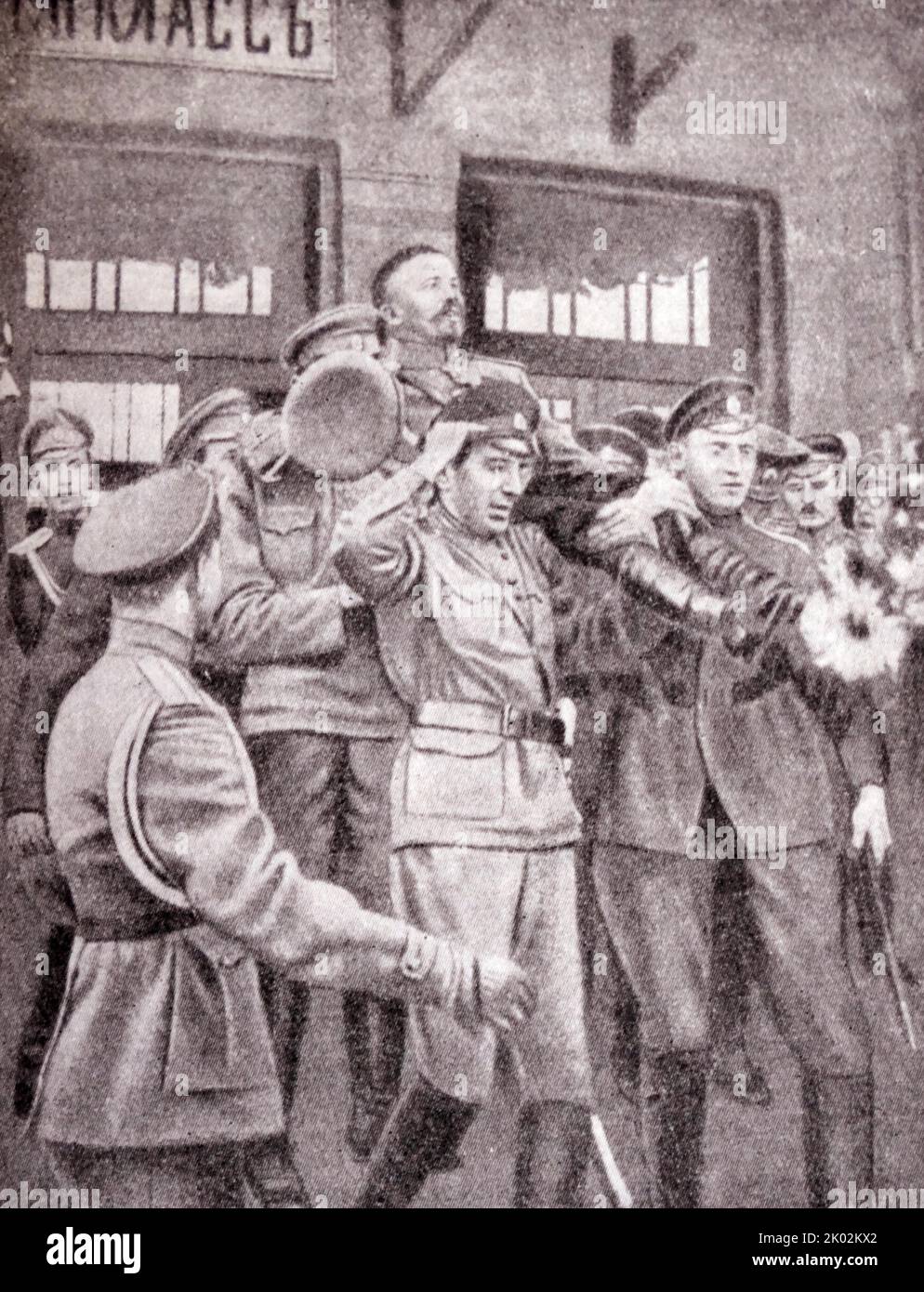 Illustration de Lavr Kornilov (1870-1918), général russe et un des dirigeants du mouvement blanc arrivant à Moscou en tant que commandant des forces militaires du Gouvernement provisoire 1917 Banque D'Images