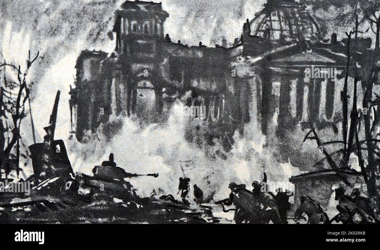 V. Bogatkin. Le dernier jet. Cimenter le Reichstag. À la fin de la Seconde Guerre mondiale, 1945 Banque D'Images