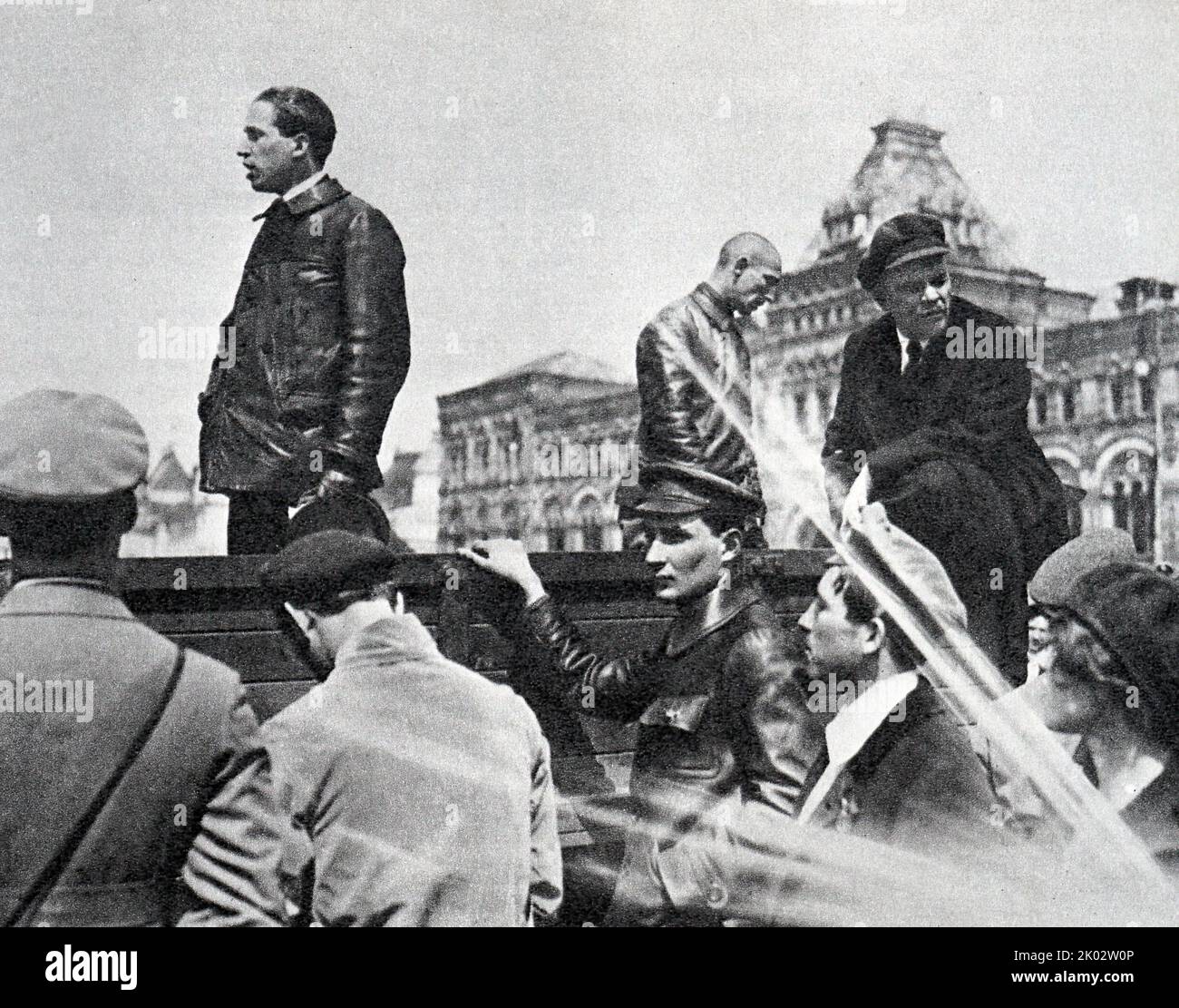 Vladimir Lénine sur la place Rouge pendant les vacances des troupes Vsevobuch (formation militaire générale). Discours de Samuel T. 1919, 25 mai. Moscou. Photographe - A. Levitsky, Banque D'Images