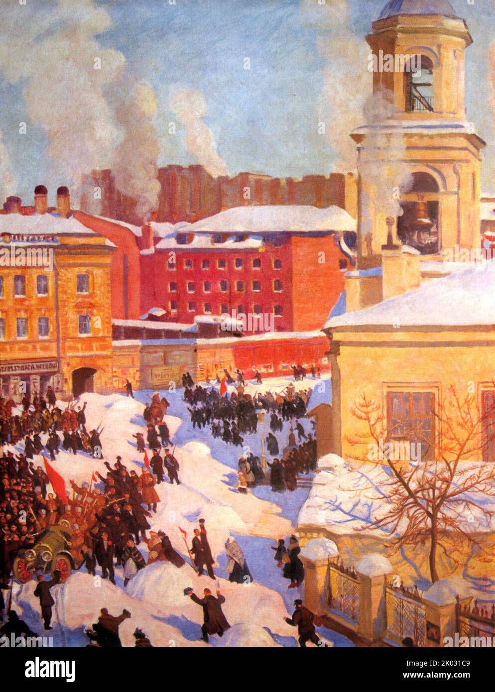 Galerie Tretiakov, Moscou. Boris Kustodiev, artiste russe. 27 février 1917. Boris Mikhaïlovich Kustodiev (23 février, 1878 - 26 mai 1927) Leningrad. Artiste russe soviétique. Académicien de peinture IAH (1909). Membre de l'Association des artistes de la Russie révolutionnaire (depuis 1923). Peintre de portrait, artiste de théâtre, décorateur. Banque D'Images