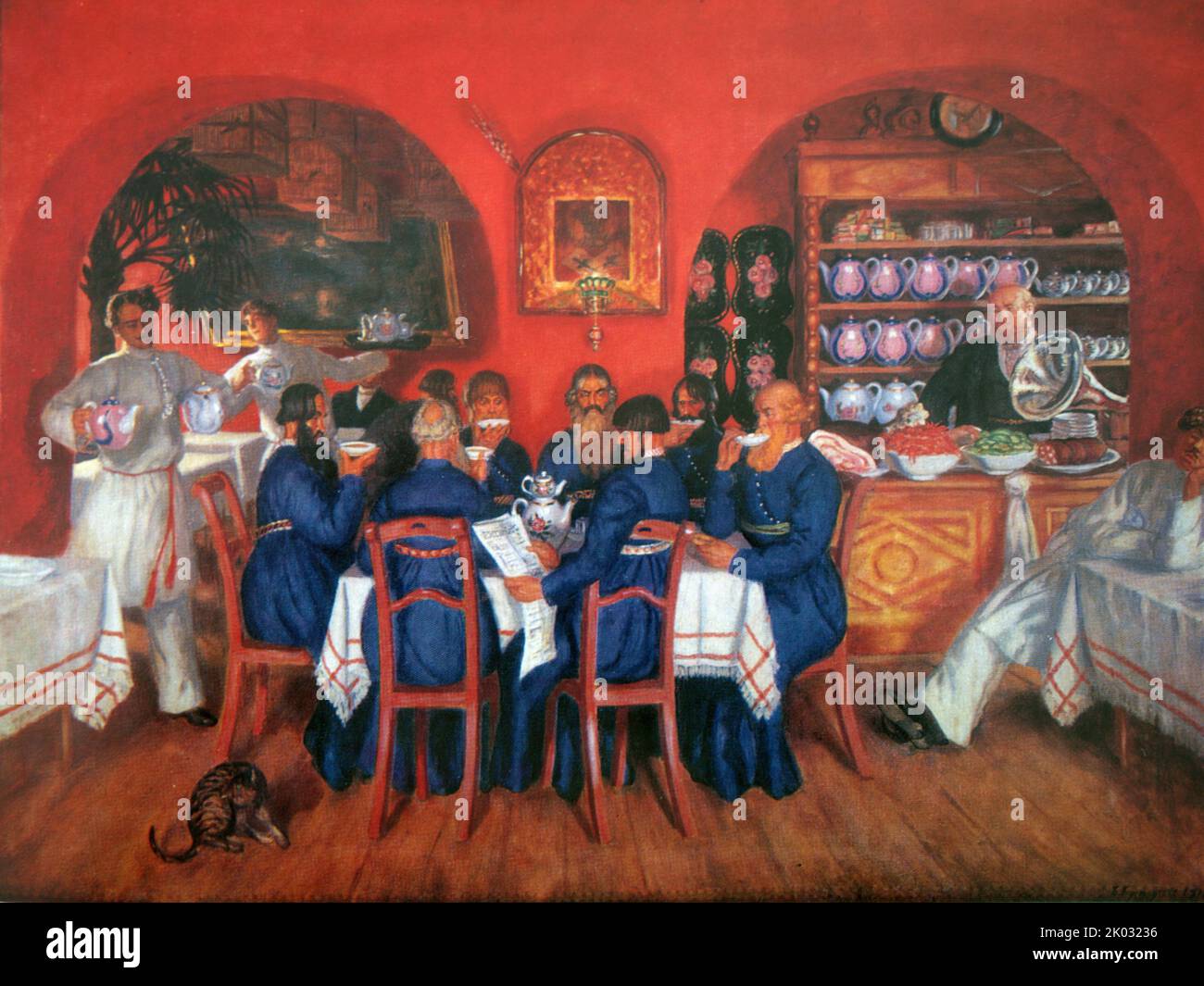 Taverne de Moscou. 1916. Par Boris Kustodiev. Banque D'Images