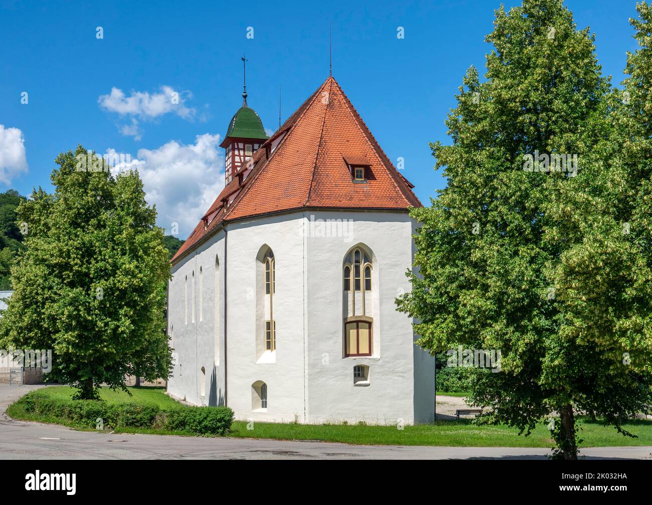 L'ancienne église du monastère dans la banlieue d'Offenhausen de Gomading abrite maintenant le musée du Stud du Marbach main et de l'État Studs. Banque D'Images