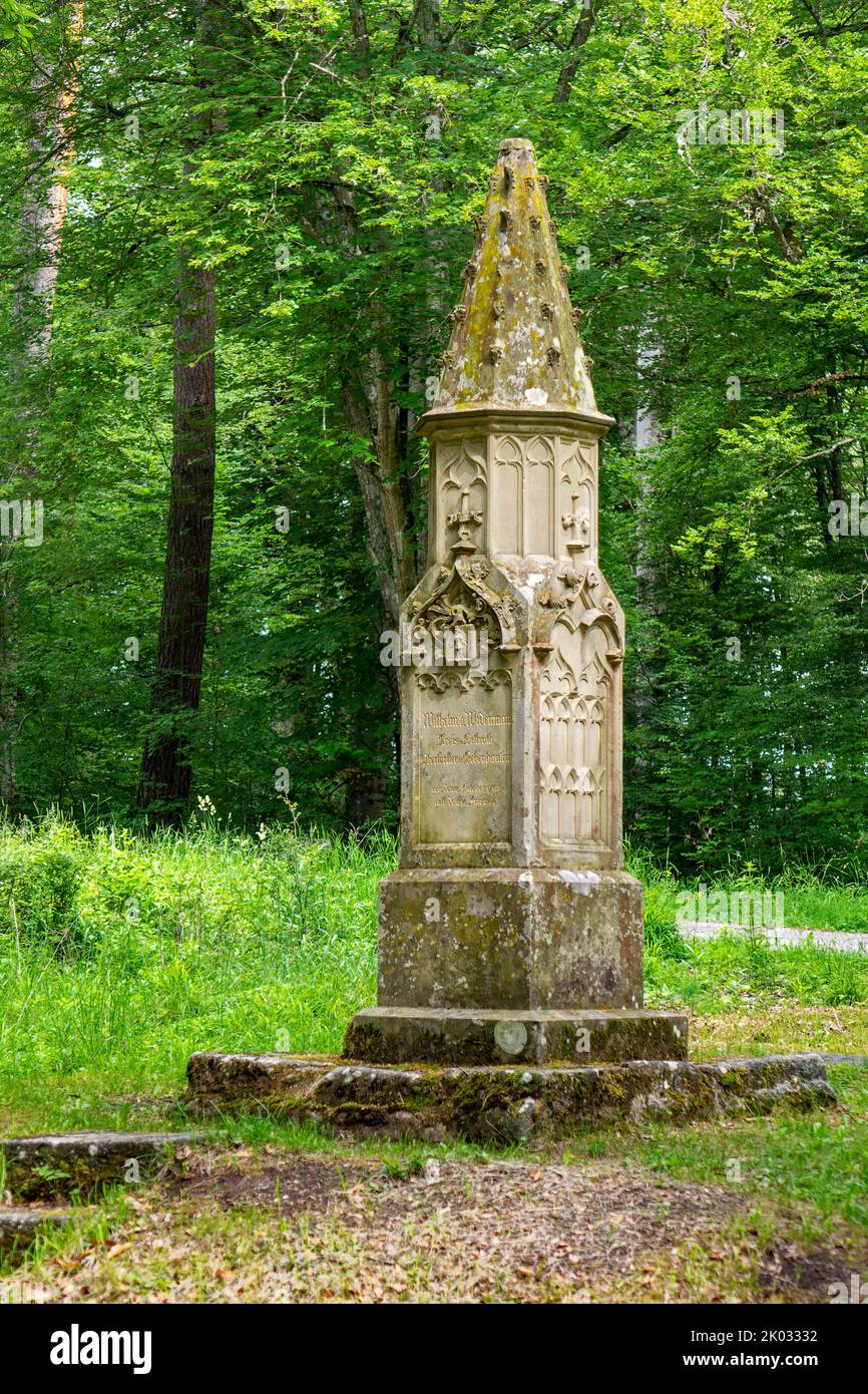 Le monument de Widenmann dans le Schönbuch près de Bebenhausen Inscription: Wilhelm v. Widenmann Kreis-Forstrath Oberförster dans Bebenhausen né 18 octobre 1798 est mort 14 juillet 1844 Banque D'Images
