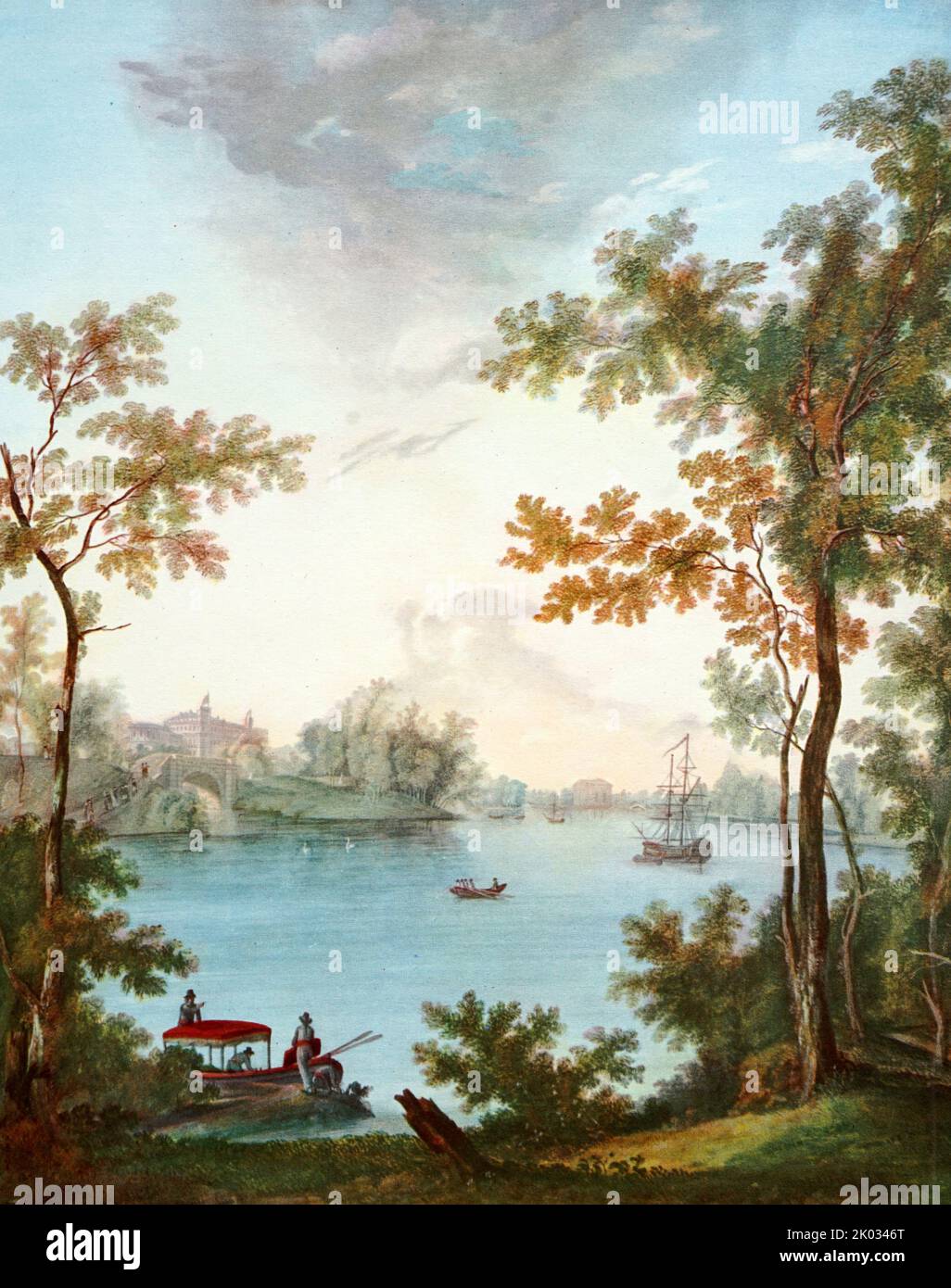 Shchedrin S. F. vue sur le palais Gatchina depuis long Island. Gatchina, une banlieue de la capitale royale Saint-Pétersbourg. Banque D'Images