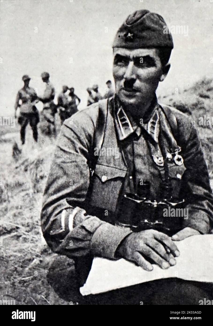 Le commandant du régiment motorisé de 24th Ivan Ivanovich Fedyuninsky (1900 - 1977). Chef militaire soviétique et héros de l'Union soviétique (1939). Banque D'Images