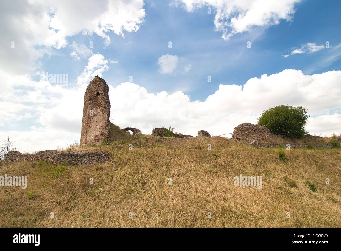 Ruines du château de Lichnice en été nuageux par jour. République tchèque. Banque D'Images Ruines du château de Lichnice en été nuageux par jour. République tchèque. Banque D'Images