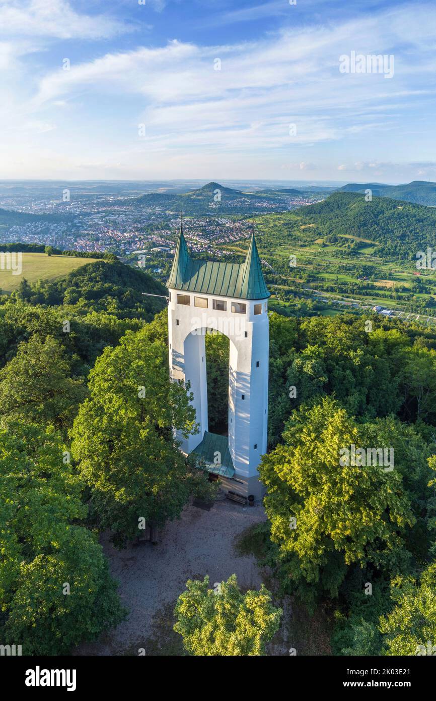 Vue aérienne Schönbergturm Pfullingen vue en soirée du sud ouest à la