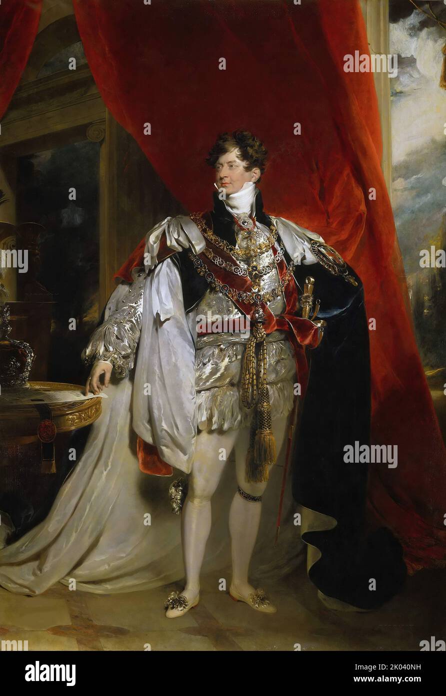 George IV (1762-1830). Roi du Royaume-Uni, dans ses robes de Coronation, 1816. Trouvé dans la collection du Musei Vaticani dans Viale Vaticano, Rome. Banque D'Images