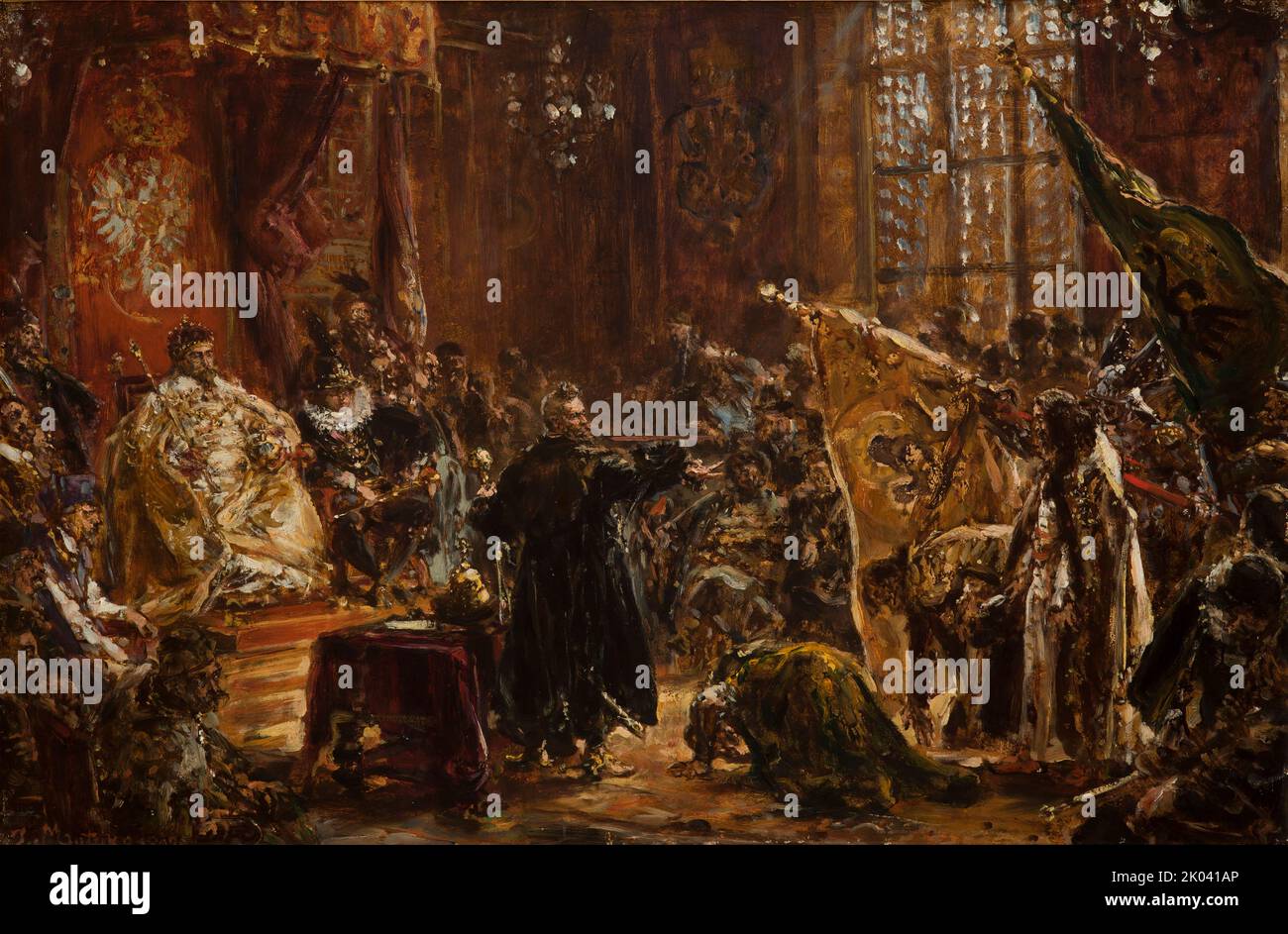 Présentation du tsar Vasili Shuisky par l'homme-hetman Stanislaw Zolkiewski au Sejm de Varsovie en 1611, 1892. Trouvé dans la collection du Muzeum Narodowe, Cracovie. Banque D'Images
