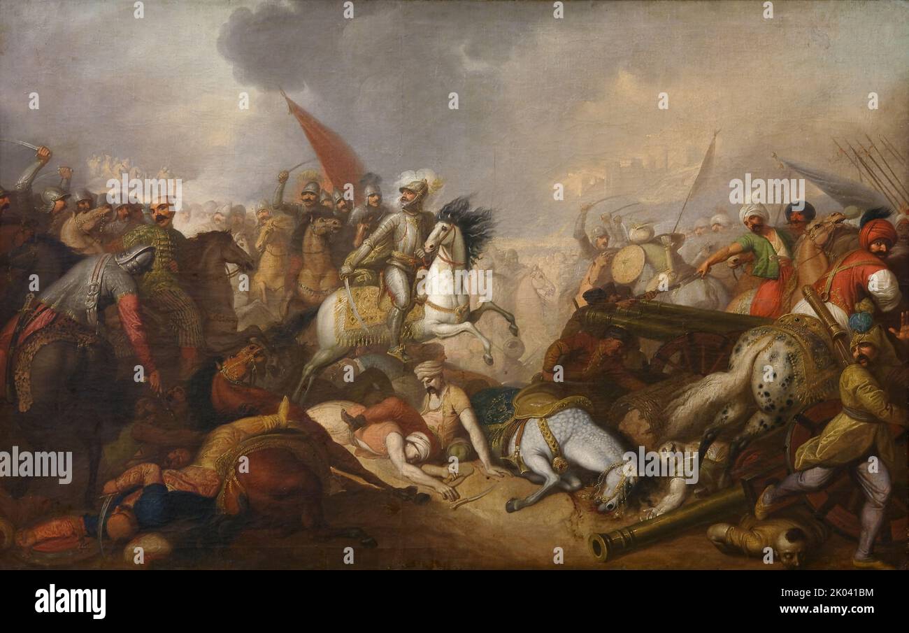 La bataille de Khotyn le 11 novembre 1673, c. 1800. Trouvé dans la collection du Muzeum Narodowe, Cracovie. Banque D'Images