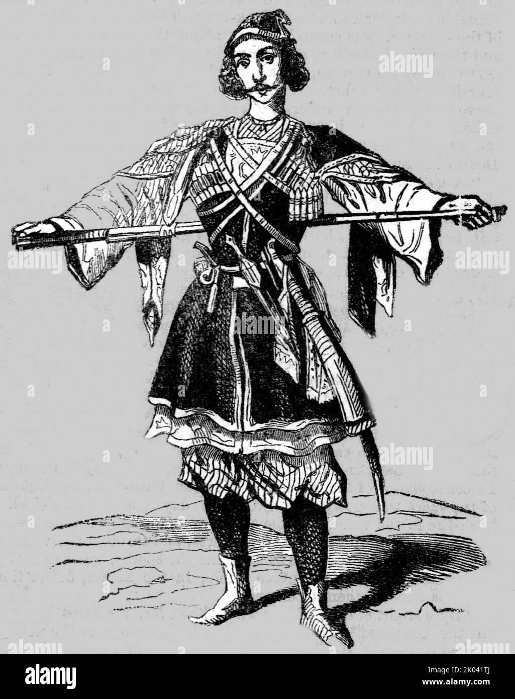 'Prince caucasien en costume militaire (chrétien)', 1854. De "Cassells Illustrated Family Paper; London Weekly 31/12/1853 - 30/12/1854". Banque D'Images