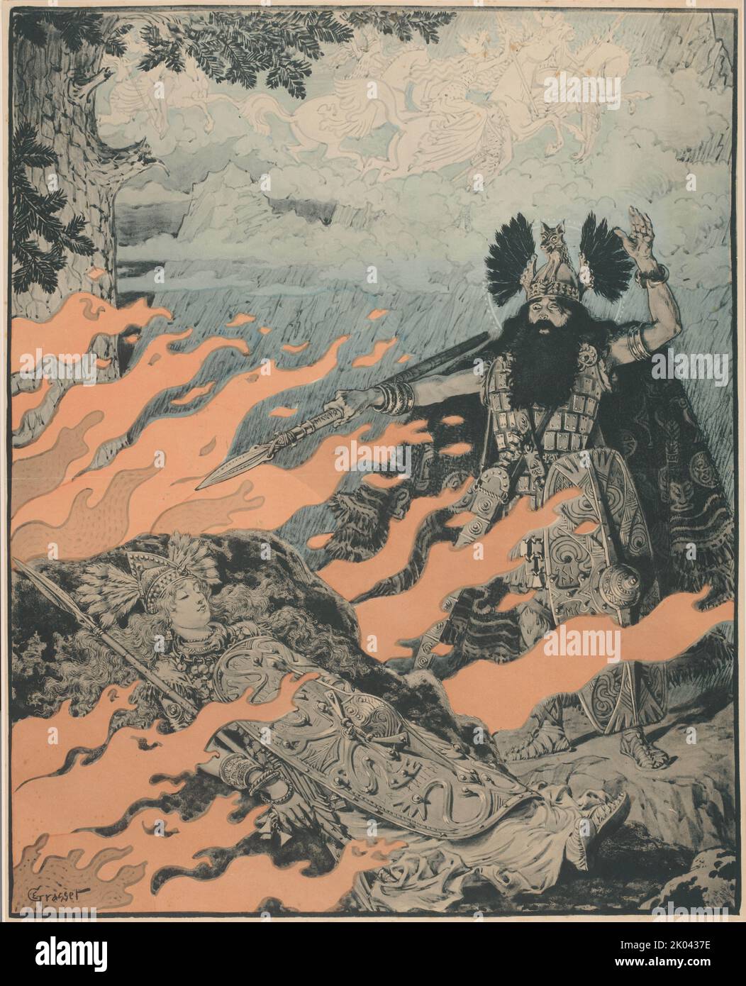 Première affiche pour l'opéra la Valkyrie de Richard Wagner dans l'Op&#xe9;ra de Paris, 1893. Collection privée. Banque D'Images