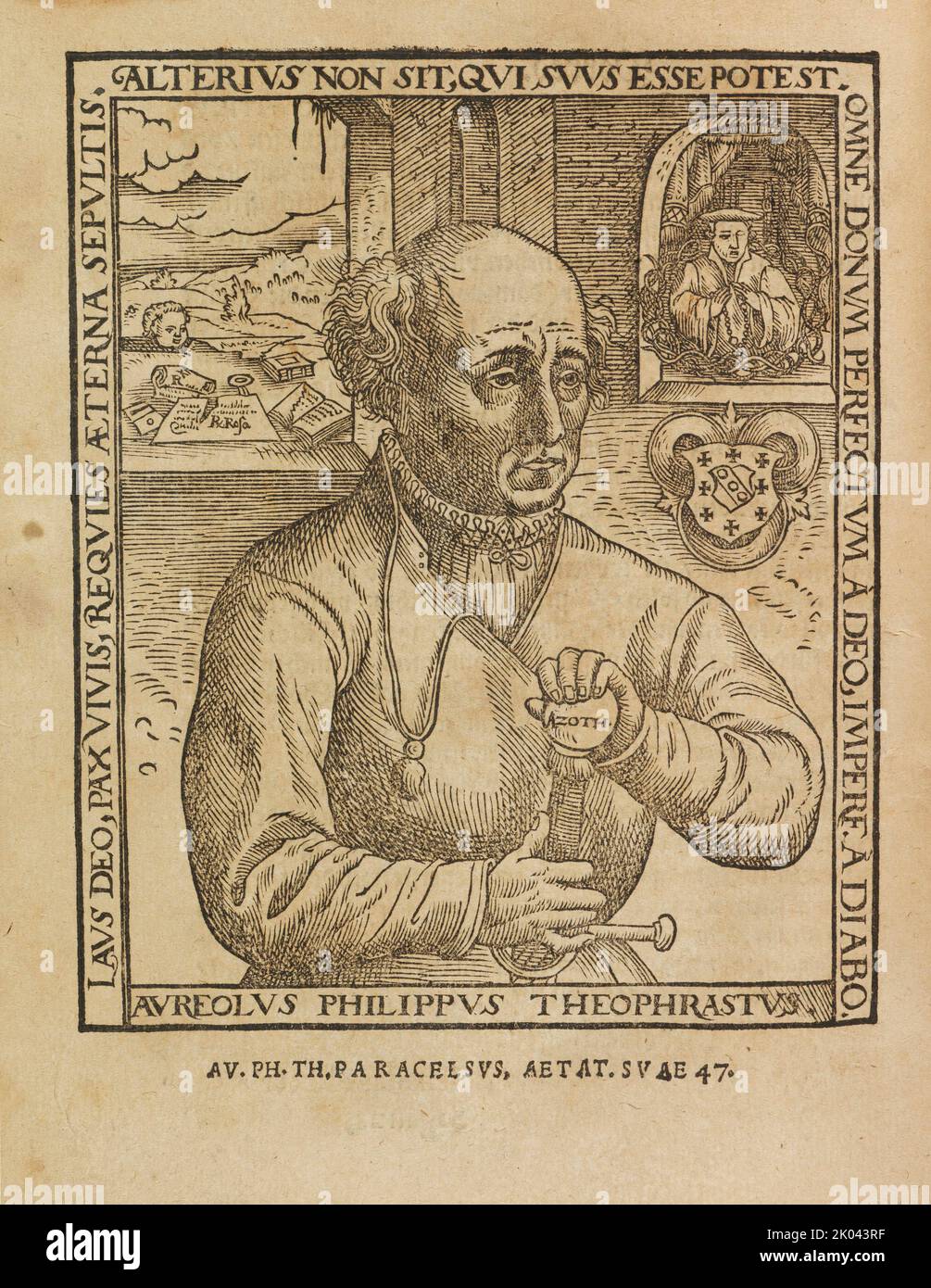 Philippus Theophrastus Aureolus Bombastus von Hohenheim (Paracelsus), 1567. Collection privée. Banque D'Images