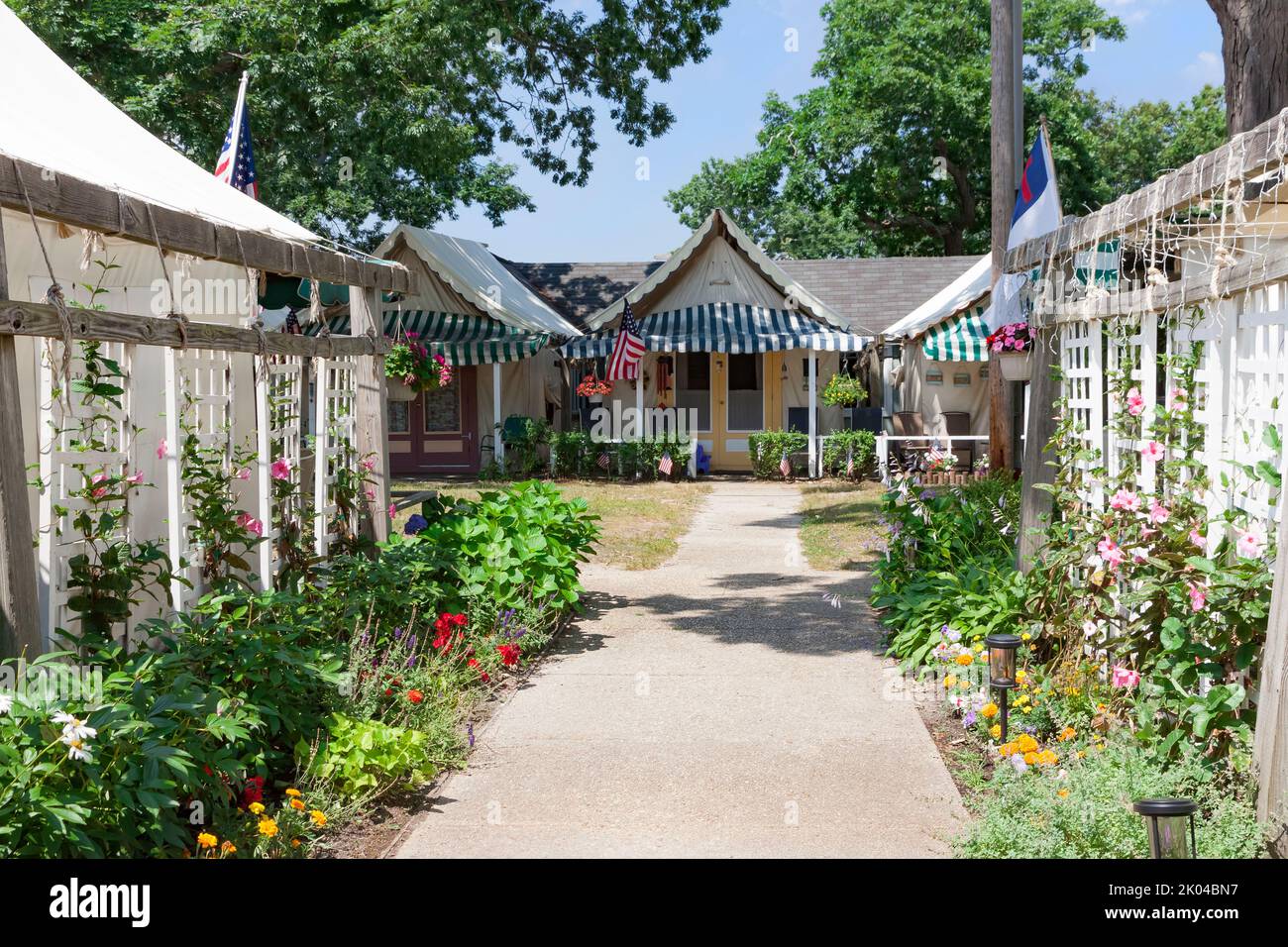 Quartier historique de tentes d'été méthodiste Camp d'Ocean Grove, sur la rive du New Jersey. Banque D'Images