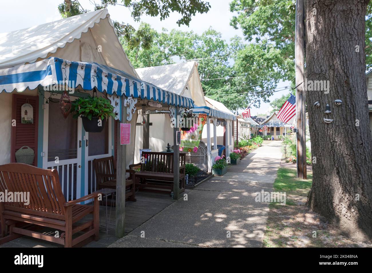 Quartier historique de tentes d'été méthodiste Camp d'Ocean Grove, sur la rive du New Jersey. Banque D'Images