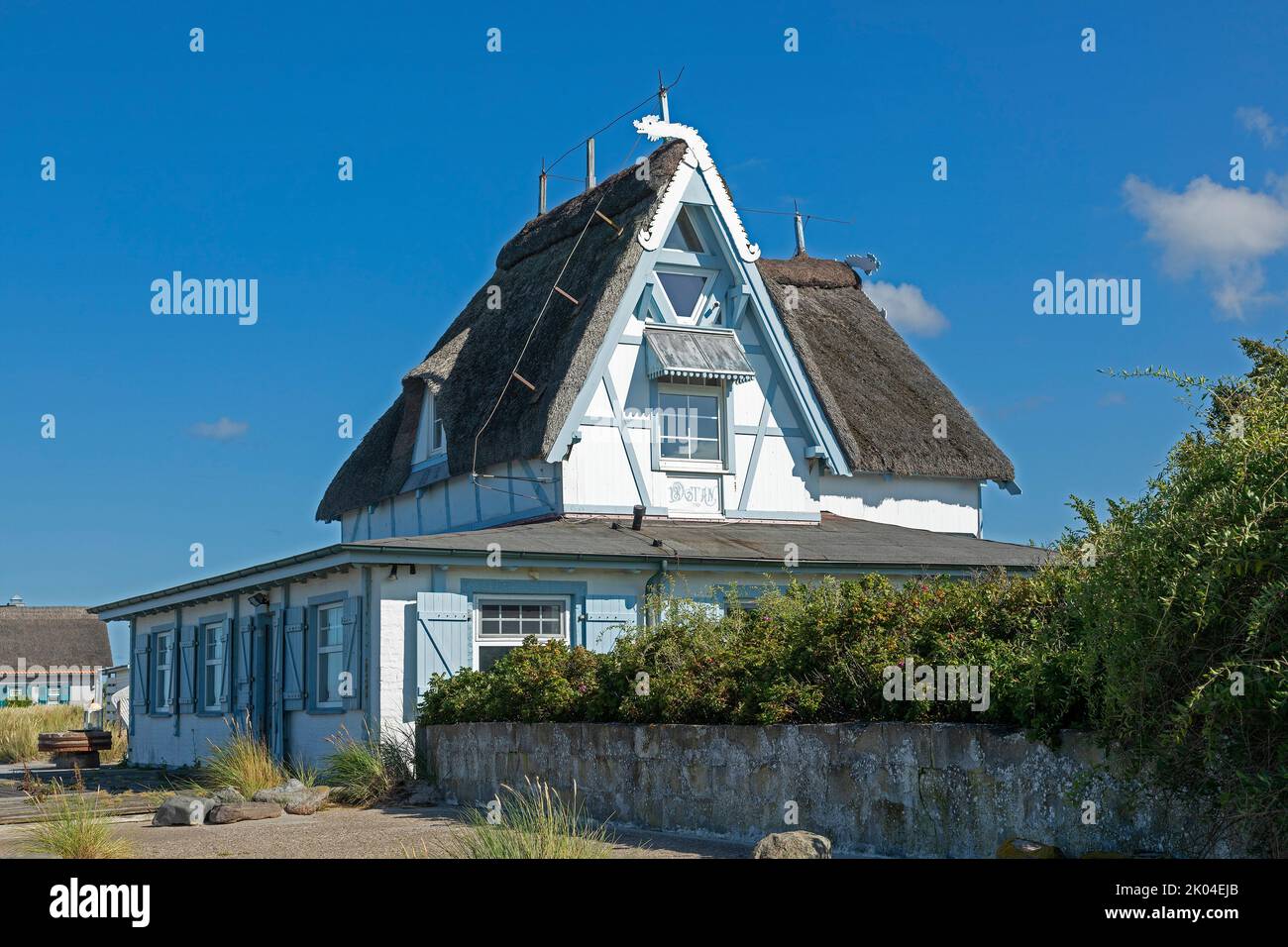 Maison de chaume, presqu'île de Graswarder, Heiligenhafen, Schleswig-Holstein, Allemagne Banque D'Images