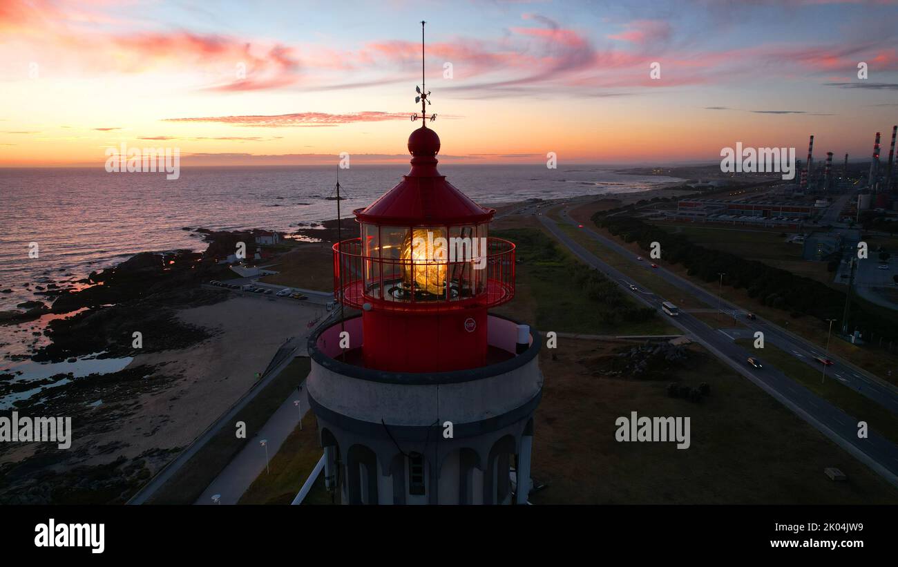 phare de Leca da Palmeira, Matosinhos. Banque D'Images