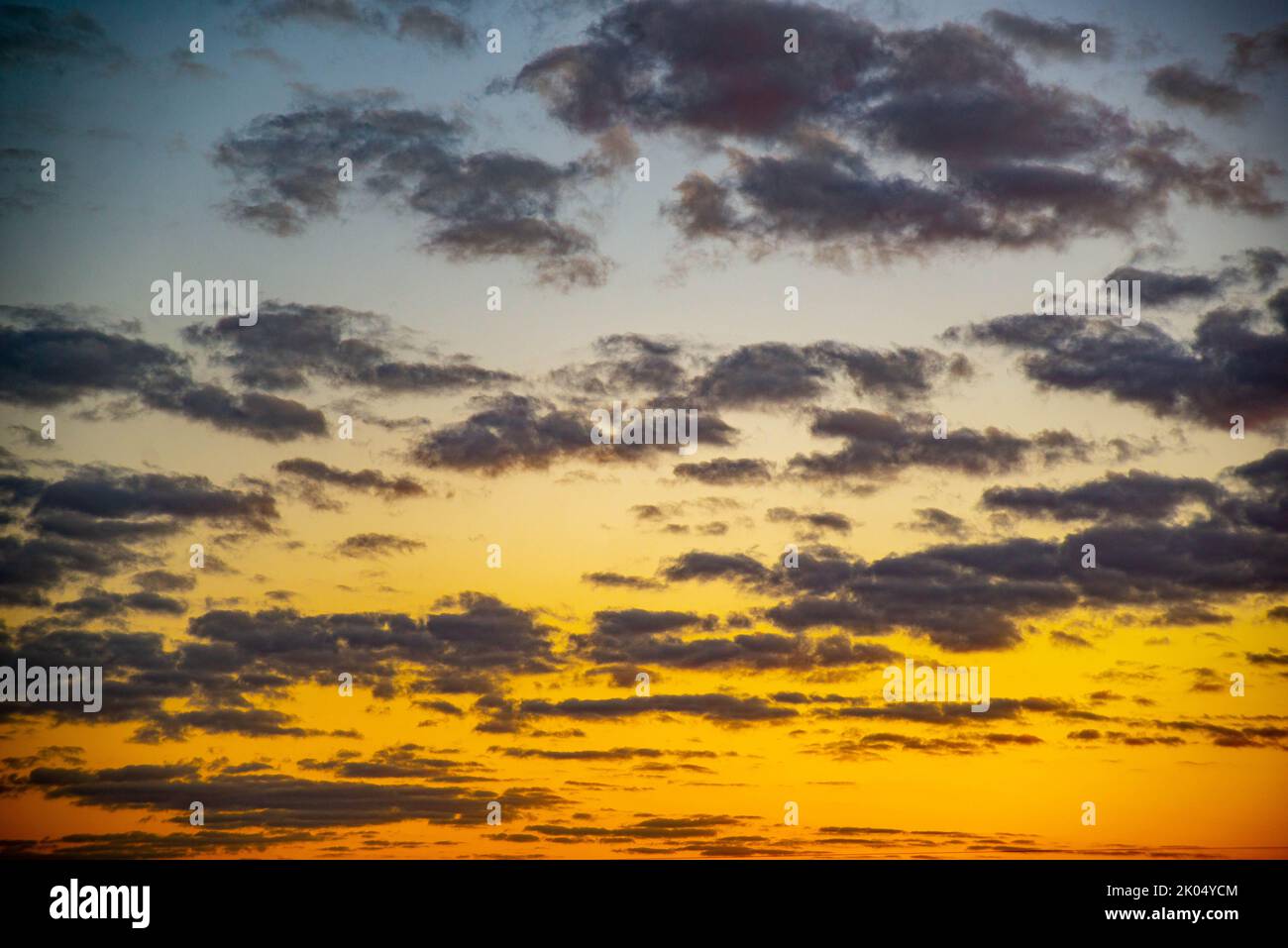 Le ciel juste après le coucher du soleil sur une ferme. Banque D'Images