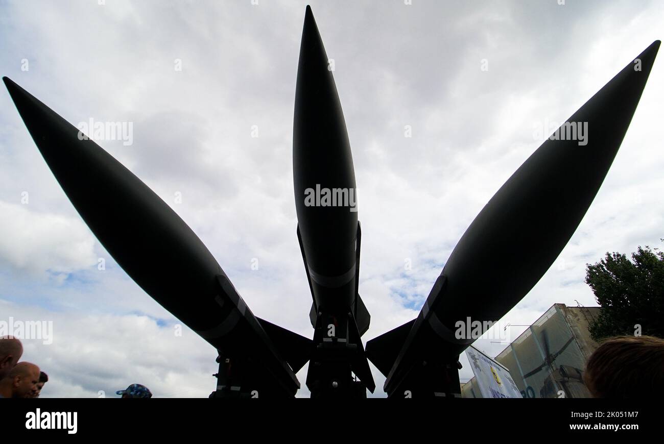 Bucarest, Roumanie - 04 septembre 2022: Un missile américain à moyenne portée surface-air MIM-23 Hawk. Cette image est destinée à un usage éditorial uniquement. Banque D'Images