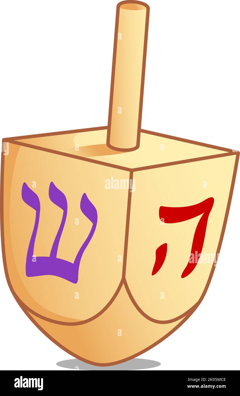 Illustration de Dreidel avec lettre hébraïque de chaque côté pour jouer à un jeu Banque D'Images
