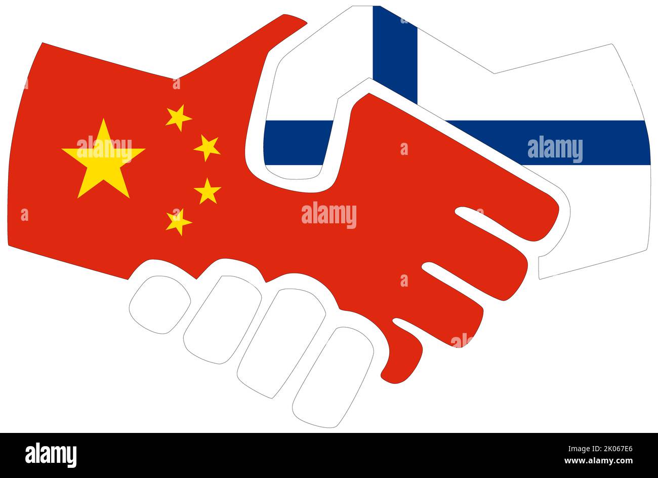 Chine - Finlande : poignée de main, symbole d'accord ou d'amitié Banque D'Images