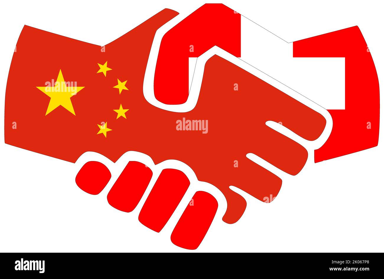 Chine - Suisse : poignée de main, symbole d'accord ou d'amitié Banque D'Images