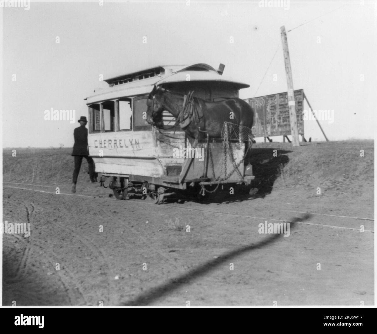 L'horsécaire "Cherrelyn" avec un cheval à bord - Denver, Colorado, 1903. Banque D'Images