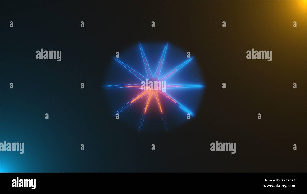 Étoile lumineuse au néon dans l'espace, arrière-plan abstrait généré par ordinateur, 3D rendu arrière-plan Banque D'Images