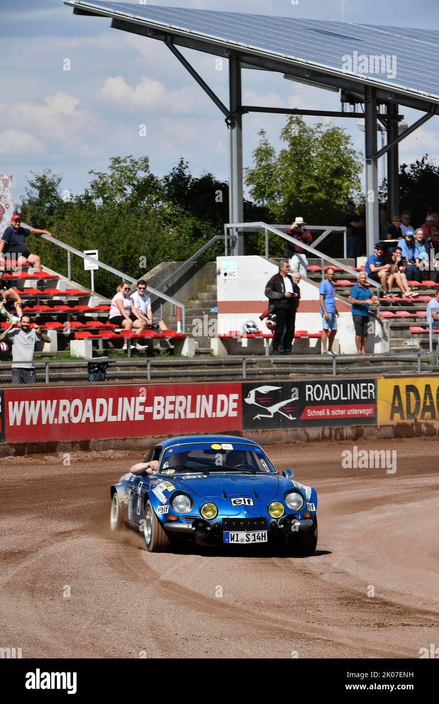 13. 08. 2022, Rallye olympique 72, 1972, 50th anniversaire de la renaissance 2022, course automobile, rallye, voiture classique, speedway Stadium, Ellermuehle, Landshut, Renault Banque D'Images