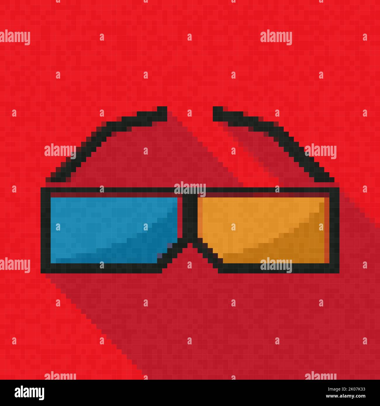 Pixel art 3D icône de lunettes, illustration vectorielle Banque D'Images