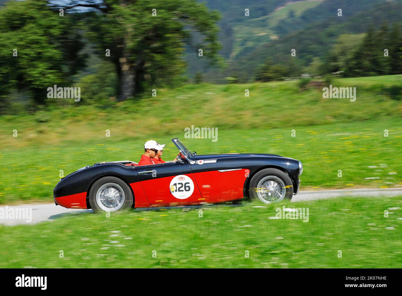 Rallye automobile d'époque Ennstal Classic 2022, pull-along Austin Healey 3000 MK III, construit en 1962, Styrie, Autriche Banque D'Images