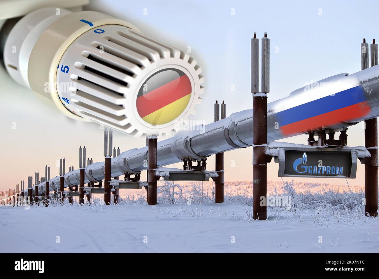 Image symbolique, manque d'approvisionnement en gaz, Gazprom, pénurie de matières premières, conflit en Ukraine, crise climatique, changement climatique, changement climatique, famine, froid Banque D'Images