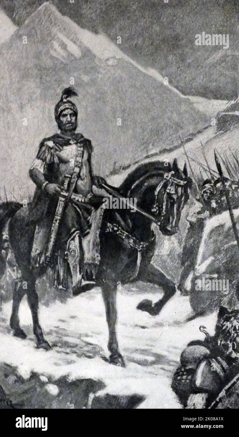 Hannibal (247 - entre 183 et 181 av. J.-C.) était un général et homme d'État carthaginois qui commandait les forces de Carthage dans leur bataille contre la République romaine pendant la seconde guerre punique. Il est largement considéré comme l'un des plus grands commandants militaires de l'histoire Banque D'Images