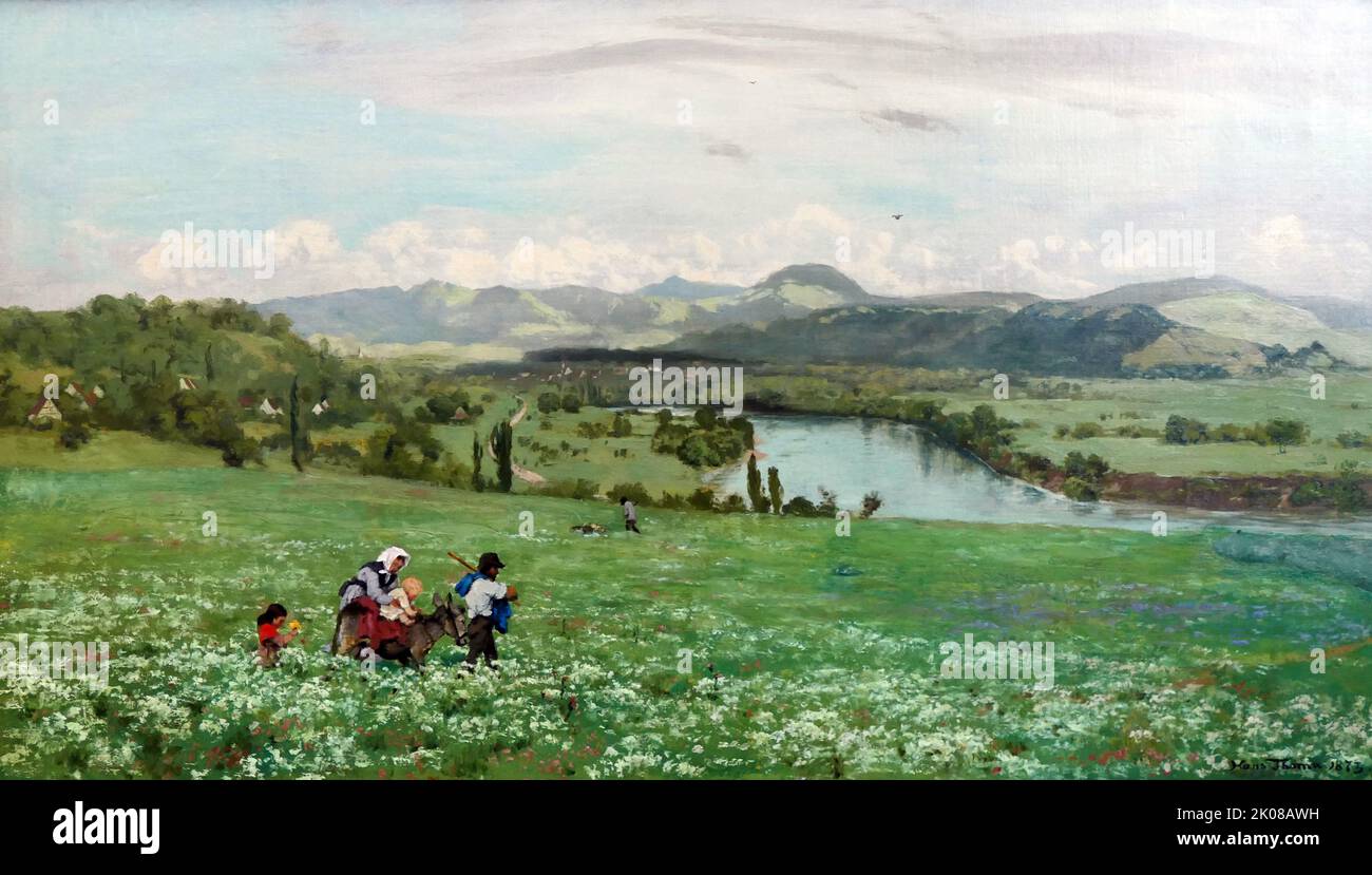 Le Rhin près de Sackingen, 1873 peinture de Hans Thoma (2 octobre 1839 - 7 novembre 1924) est un peintre allemand Banque D'Images