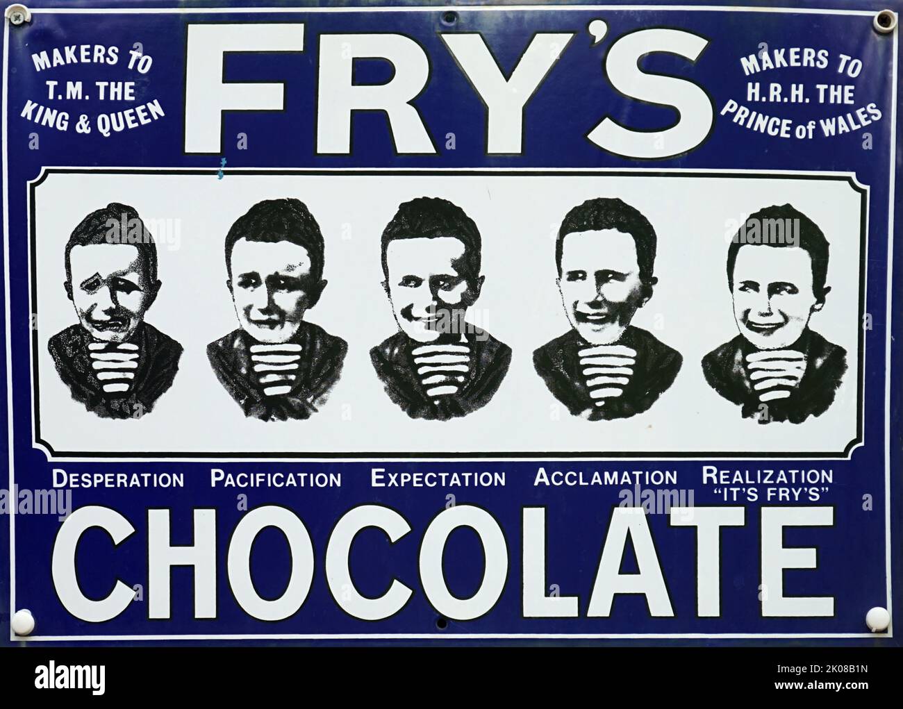 Publicité pour Fry's Chocolate. J. S. Fry & Sons, Ltd., mieux connu sous le nom de Fry's, était une société de chocolat britannique appartenant à Joseph Storrs Fry et à sa famille. Commençant à Bristol au 18th siècle, devenant J. S. Fry & Sons en 1822. En 1847, Fry's a produit la première barre de chocolat solide Banque D'Images